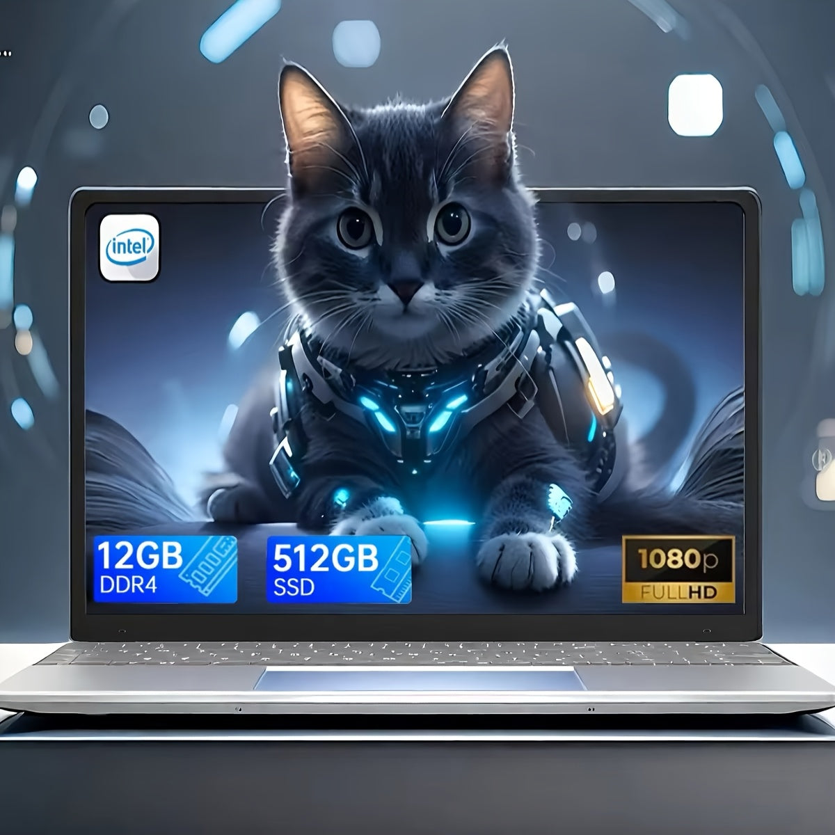 15.6 Inch Laptop, 12GB DDR4 512 GB SSD, Intel Celeron J4125 Processor, Dual-Band WiFi(2.4G/5G), 1920x1080 IPS, Lightweight Notebook Computer