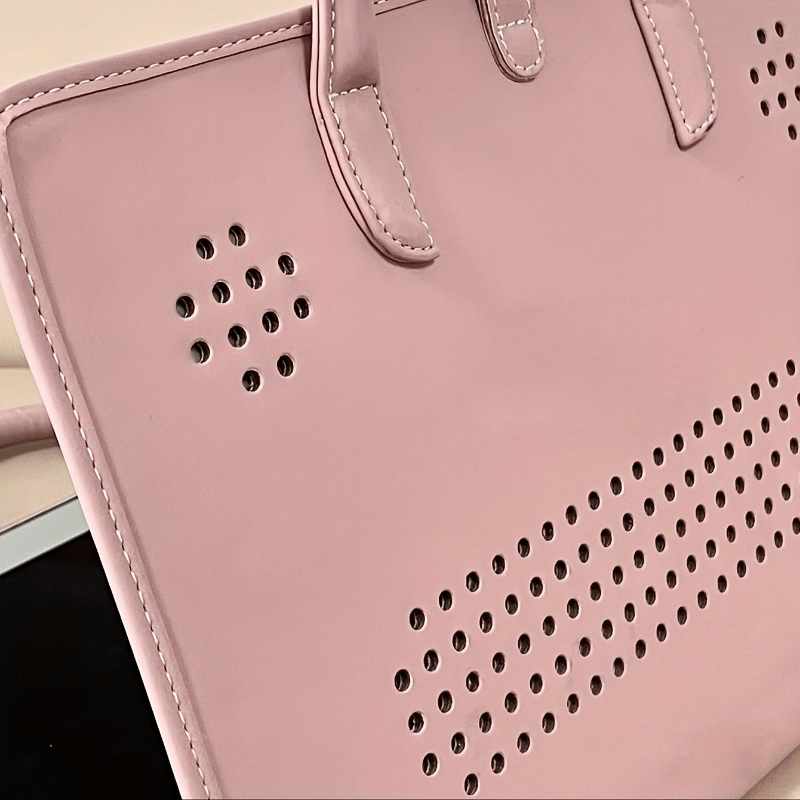 1pc Personalized Pink PU Leather Laptop Bag with Custom Name/Initials, Magnetic Flap Closure, Lightweight Briefcase - Soft Pink PU Leather Computer Case Compatible with MacBook Air/Pro, iPad, for Women & Men, Office, School,