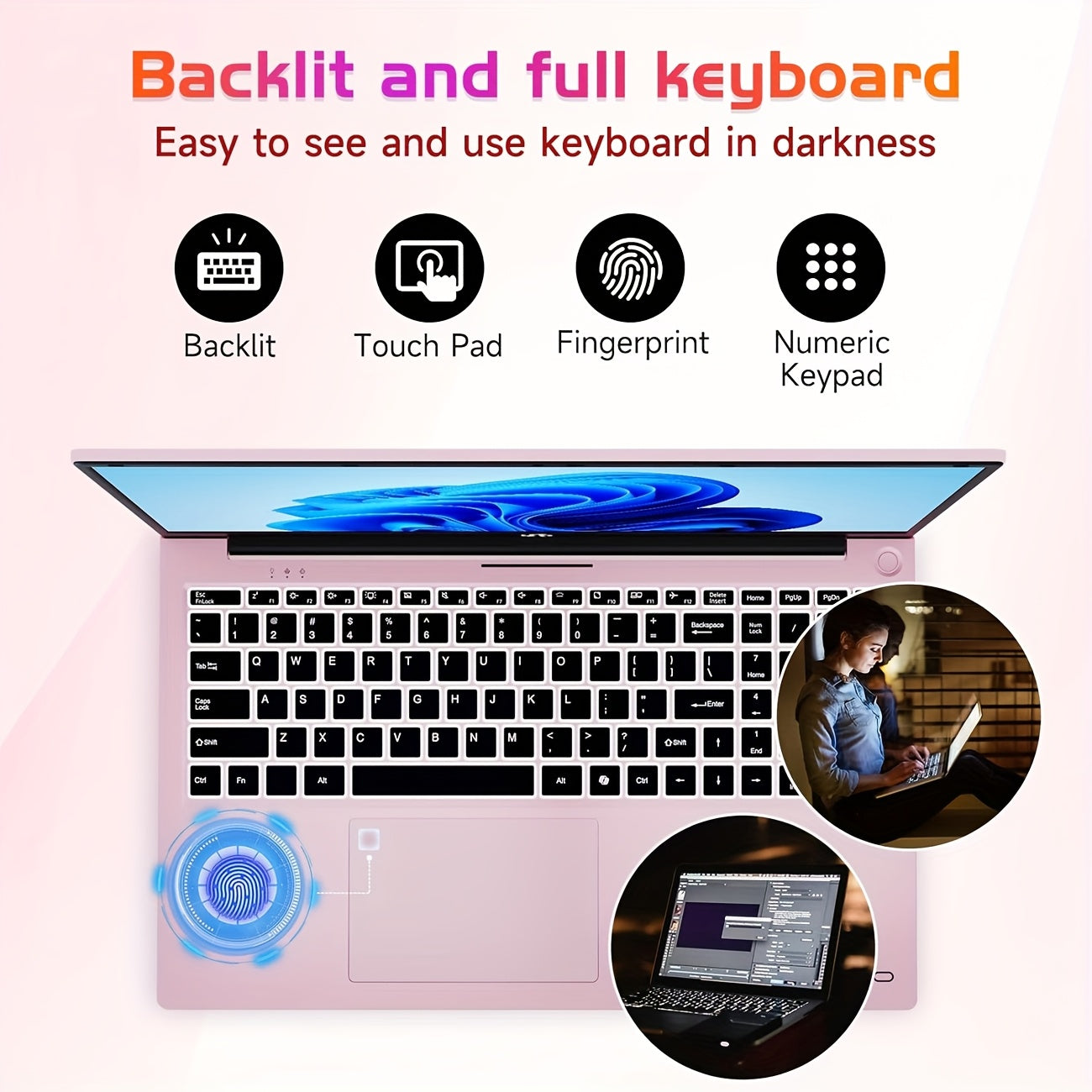 15.6 IPS FHD Laptop, 16GB RAM 1TB SSD Intel Pentium Quad Core N100, Backlit Keyboard Fingerprint (Beat to I3-1115G4 Up to 3.4GHz) Computer for Student-Home WiFi 6 BT5.2