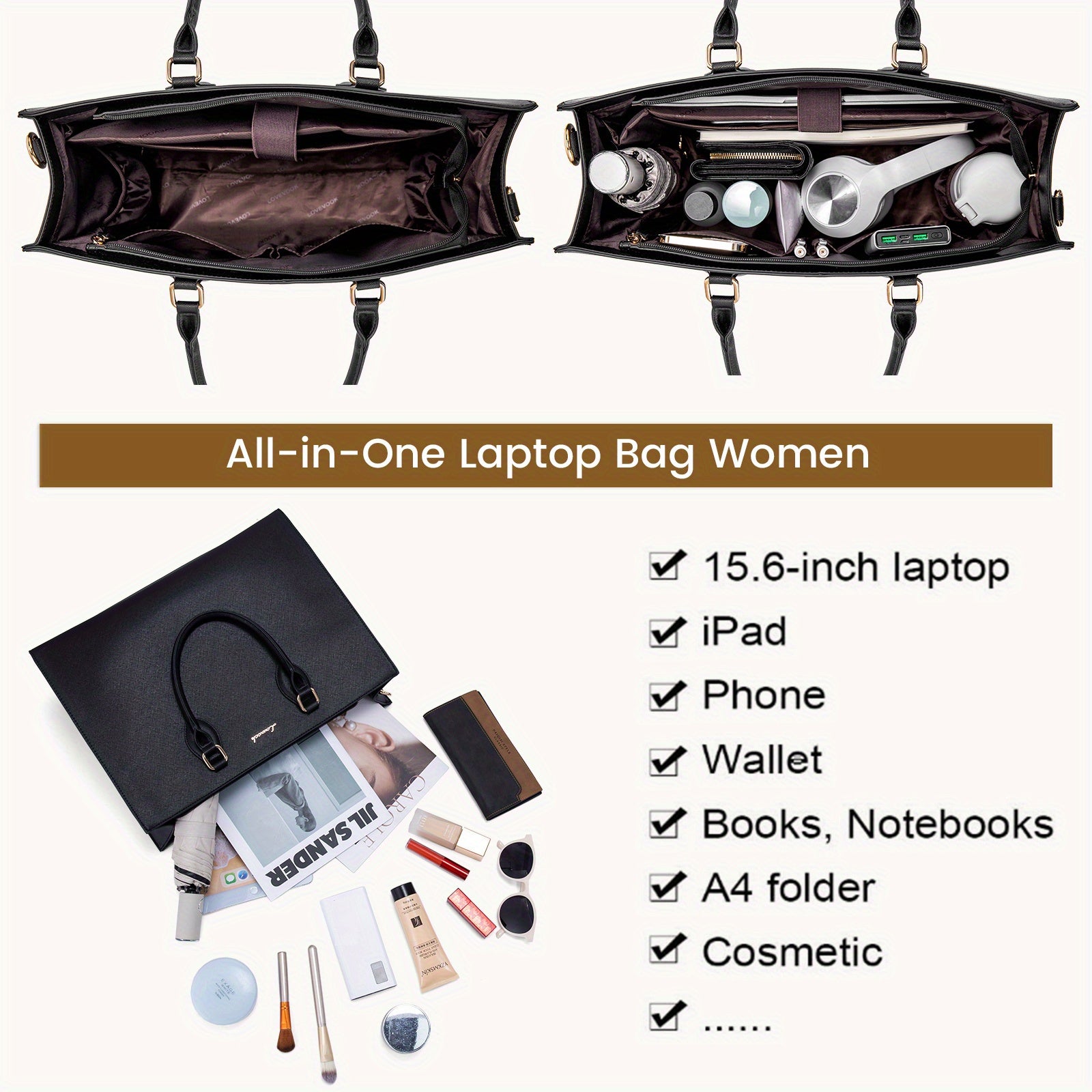 Laptop Bag for Women 15.6 Inch Work Bags for Women Computer Bag Laptop Tote Bag Briefcase Business Office Bag