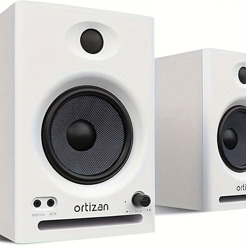 Ortizan C7 Dual-mode Wireless Computer Monitor Game Bookshelf Speaker, Wireless 5.3, 2.0 Recording Studio Monitor, Active Monitoring Speaker for Near-field Music Production. Pair, White/Black, ORTIZAN