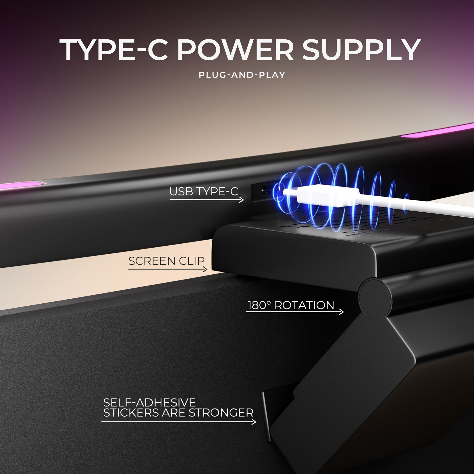 Computer Screen LED Light, USB Power Supply, Touch Control, Adjustable Color Temperature, And Ambient Light On The Back