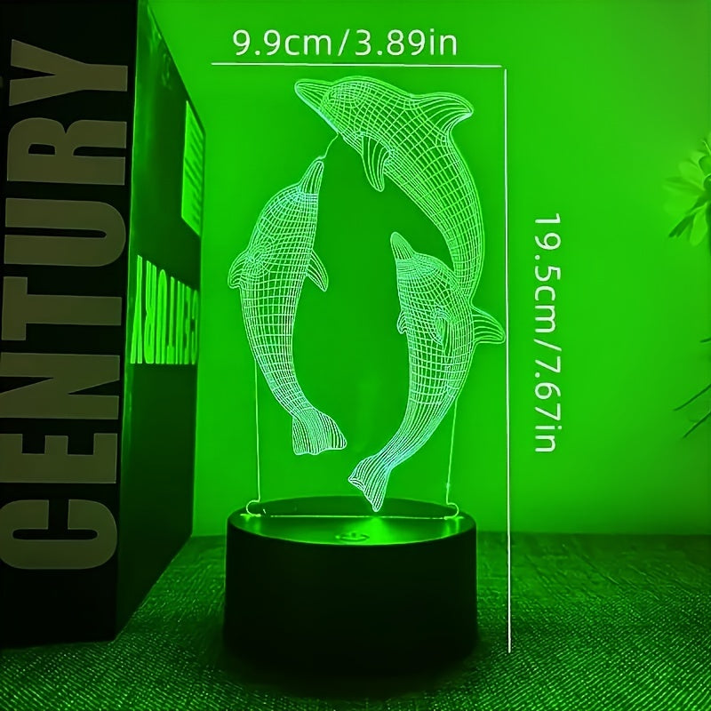 3D Night Light, Three Dolphins Black Base Colorful Changing Touch Switch USB Interface, USB Lighting Fixtures, Computer Accessories And Peripherals