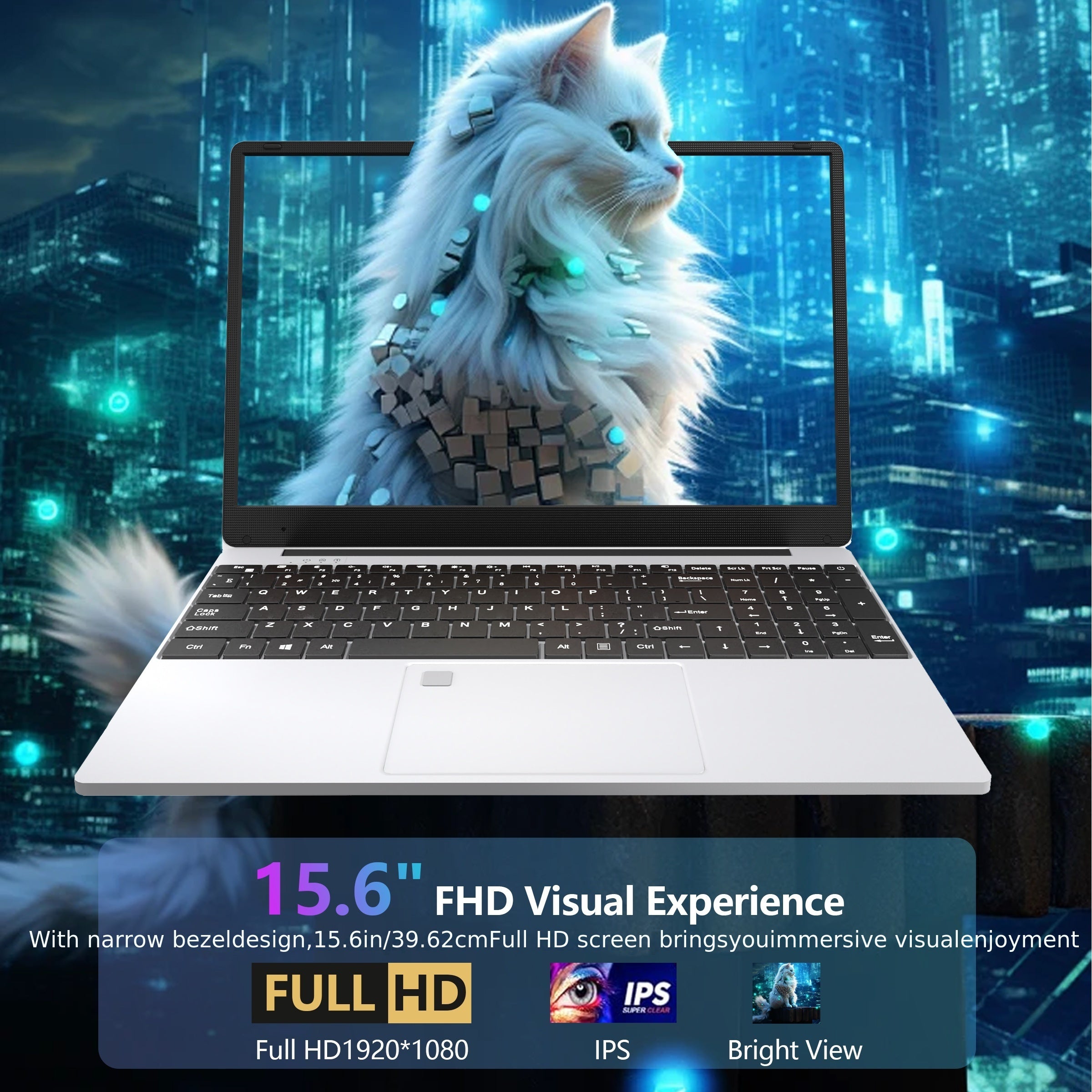 15.6 Inch Laptop, 12GB DDR4 512 GB SSD, Intel Celeron J4125 Processor, Dual-Band WiFi(2.4G/5G), 1920x1080 IPS, Lightweight Notebook Computer