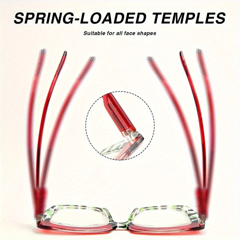 1-Pair Women's Retro Reading Glasses with +1.0 to +4.0 Magnification - Non-Prescription Lens Power, Spring Hinges & Multi-Focal PC Frame - Red/Black/Tortoise/White/Gray/Black & Clear/ - Presbyopia Correction Glasses for Books