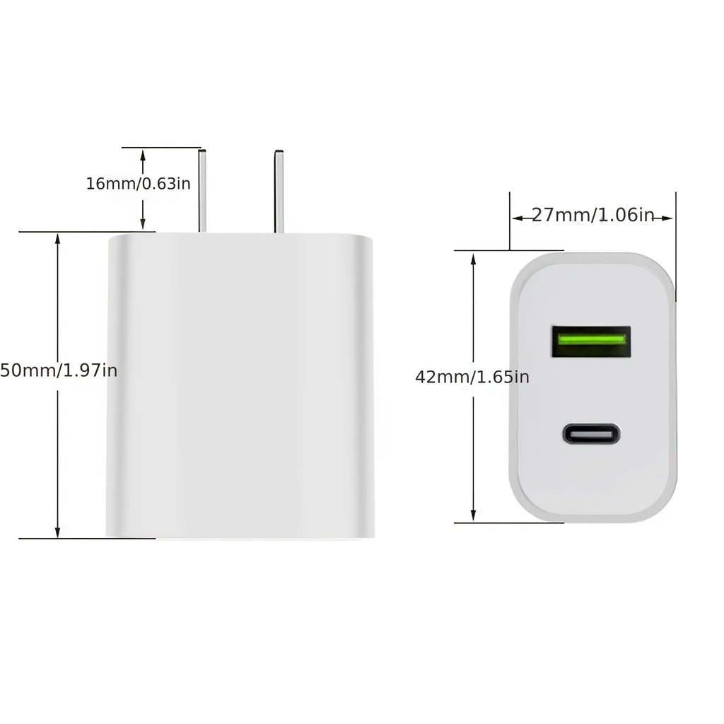 [2 pack] USB-C Wall Charger with 20W durable dual port QC+PD 3.0 power adapter with dual Quick plug charging Block Suitable for iPhone 14/14 Pro/14 Pro Max/14
