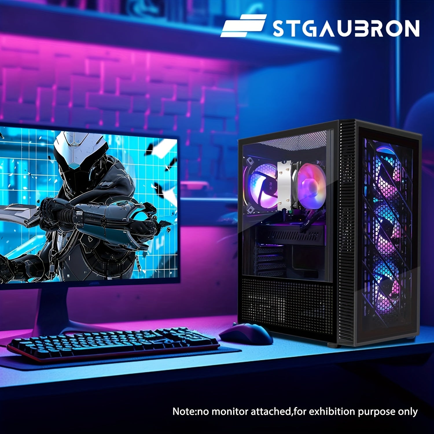 STGAubron Gaming PC Computer Desktop, AMD Ryzen 5 5500 Up To 4.2GHz, Radeon RX 580 8G, 16GB DDR4 RAM, 512GB SSD, WiFi 6 5G Supported, RGB Fan X4, Windows 11 Home