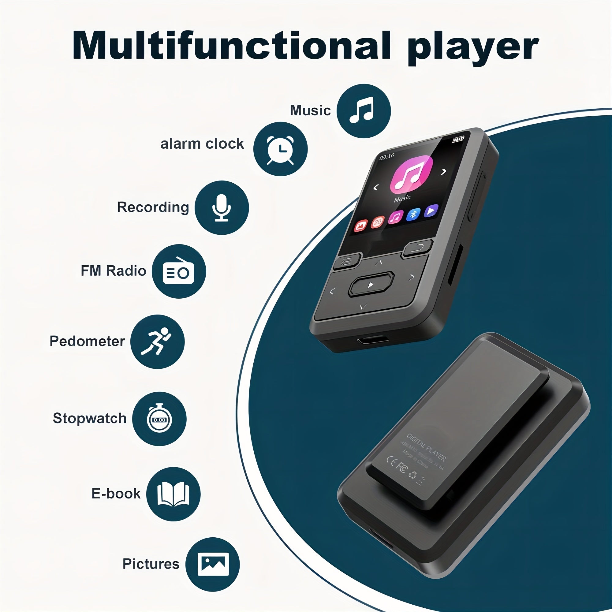 32GB Mini Portable MP3 Player - Exceptional High-Fidelity Sound, FM Radio, Voice Recorder, E-book, Pedometer - Includes USB C Cable, Earphone, Perfect for Sports, Travel, and Camping Adventures