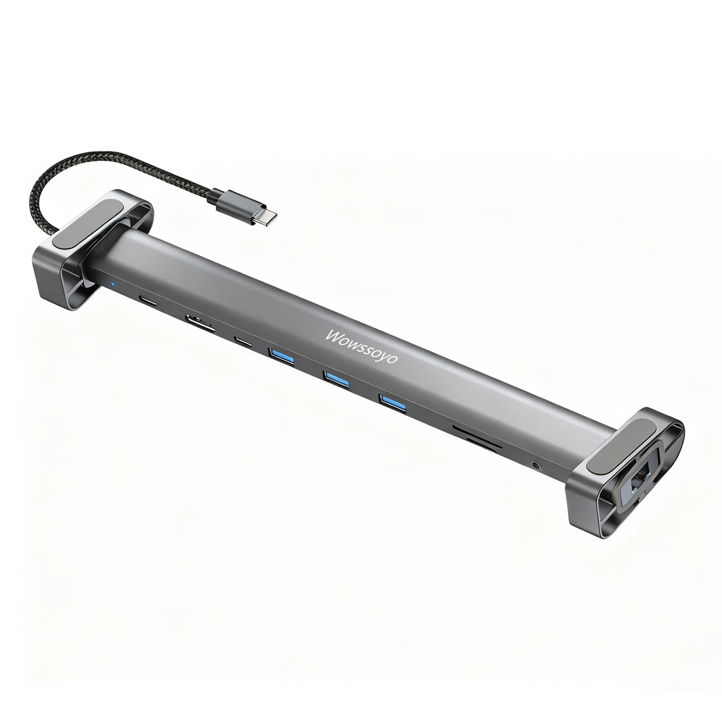 Wowssyo USB C Docking Station, 10in 1 Triple Display USB C Hub with 4KHDTV+PD 100W+RJ45 Ethernet+SD/TF +Audio+ USB 3.0, for MacBook & Windows