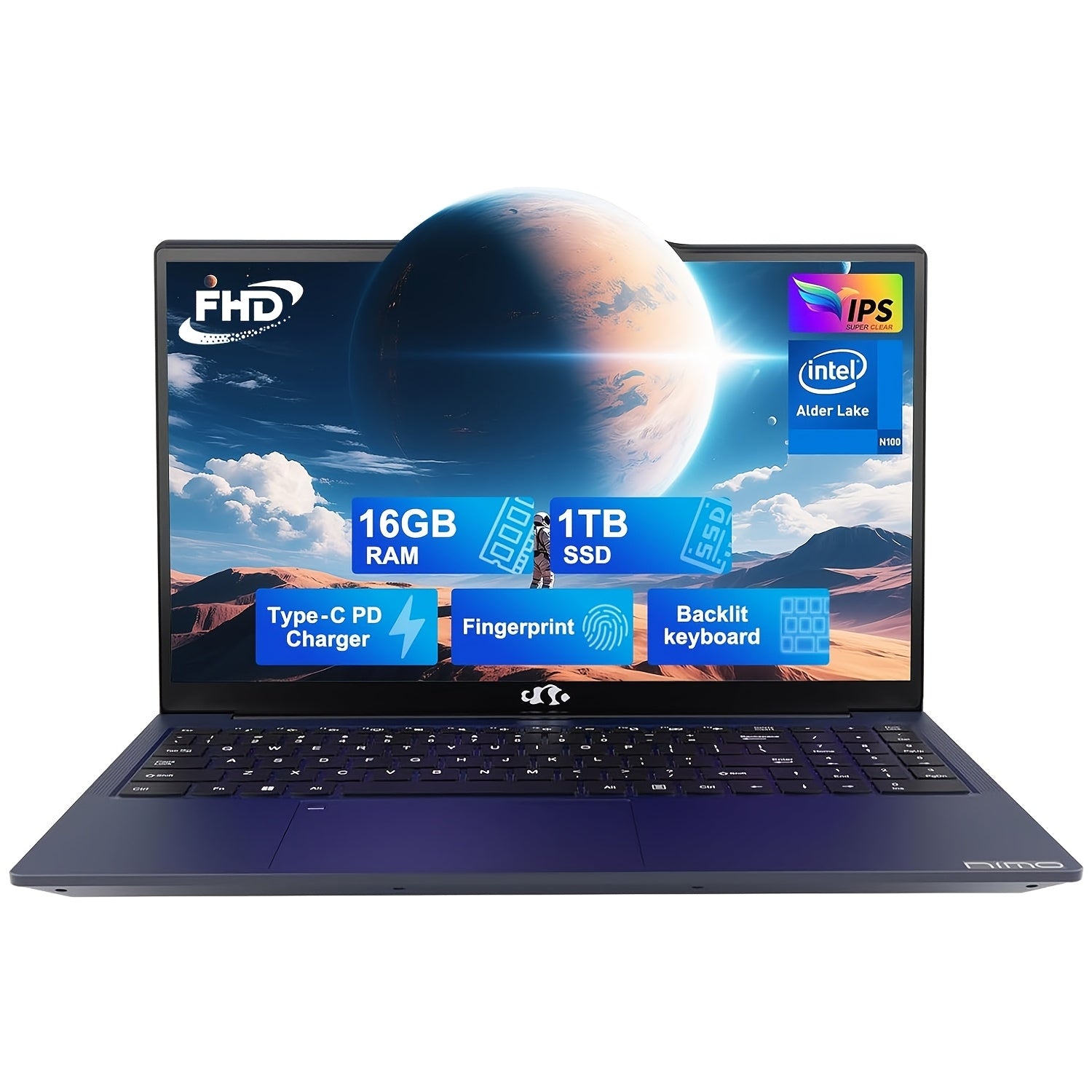 15.6 IPS FHD Laptop, 16GB RAM 1TB SSD Intel Pentium Quad Core N100, Backlit Keyboard Fingerprint (Beat to I3-1115G4 Up to 3.4GHz) Computer for Student-Home WiFi 6 BT5.2