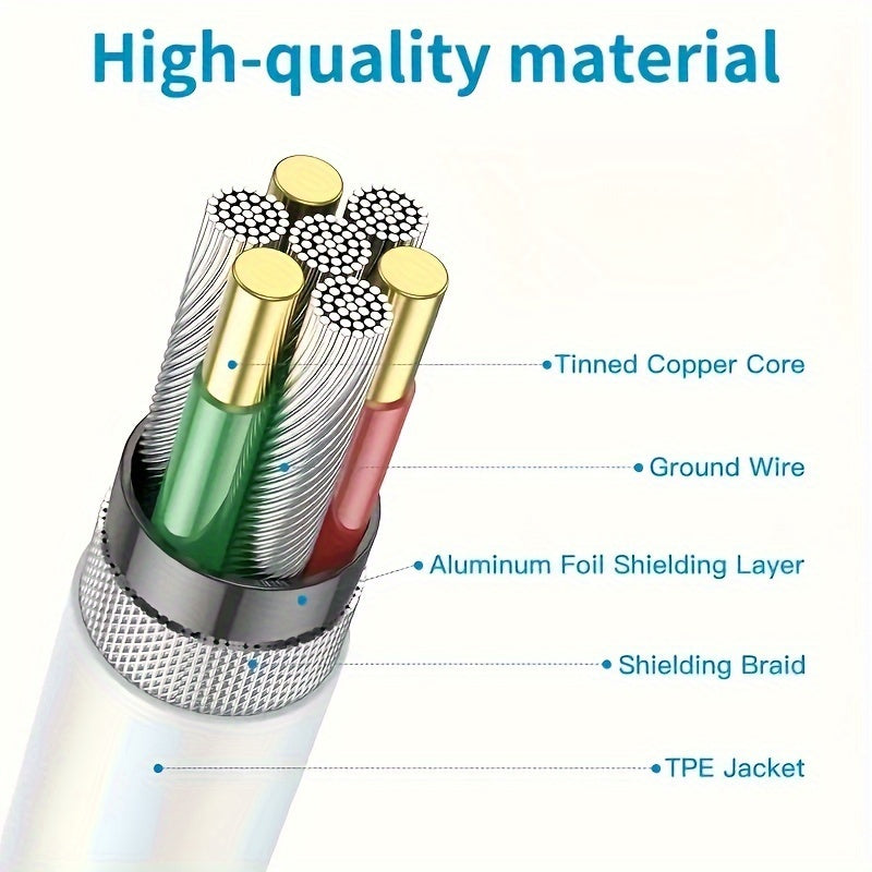 60W3A Type-C Data Cable, Fast Charging Data Cable, For Mobile Phone Charging 100 CM/3.3 Feet USB-C To Type-C Charger Cable, Suitable For Samsung, IPhone, Xiaomi