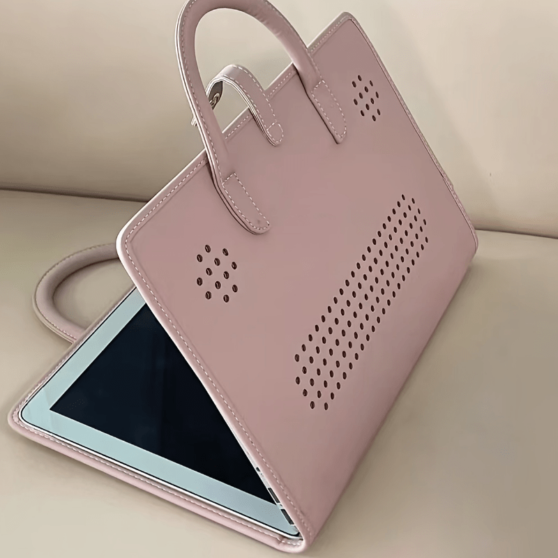 1pc Personalized Pink PU Leather Laptop Bag with Custom Name/Initials, Magnetic Flap Closure, Lightweight Briefcase - Soft Pink PU Leather Computer Case Compatible with MacBook Air/Pro, iPad, for Women & Men, Office, School,