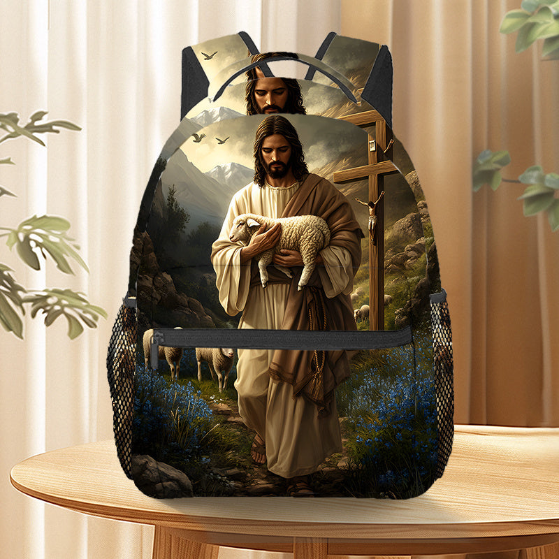 Resurrection of Jesus and the Lamb_2 (2) Backpack, Travel Hiking Backpack, Computer Backpack, Comfortable and Lightweight, Suitable for Beach, Yoga, Travel