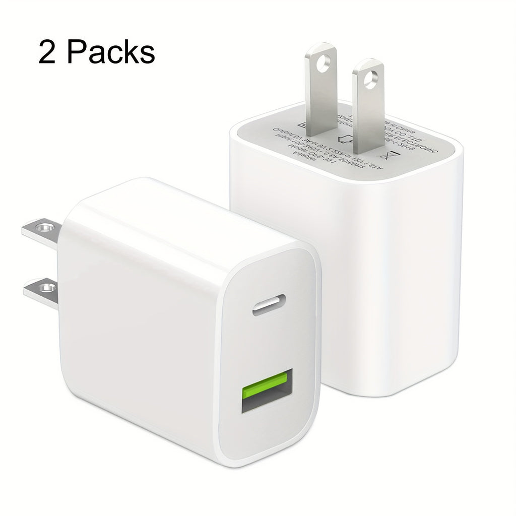 [2 pack] USB-C Wall Charger with 20W durable dual port QC+PD 3.0 power adapter with dual Quick plug charging Block Suitable for iPhone 14/14 Pro/14 Pro Max/14