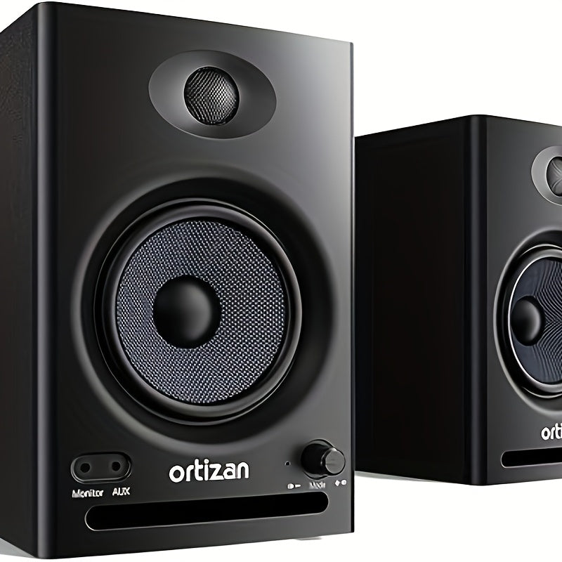 Ortizan C7 Dual-mode Wireless Computer Monitor Game Bookshelf Speaker, Wireless 5.3, 2.0 Recording Studio Monitor, Active Monitoring Speaker for Near-field Music Production. Pair, White/Black, ORTIZAN