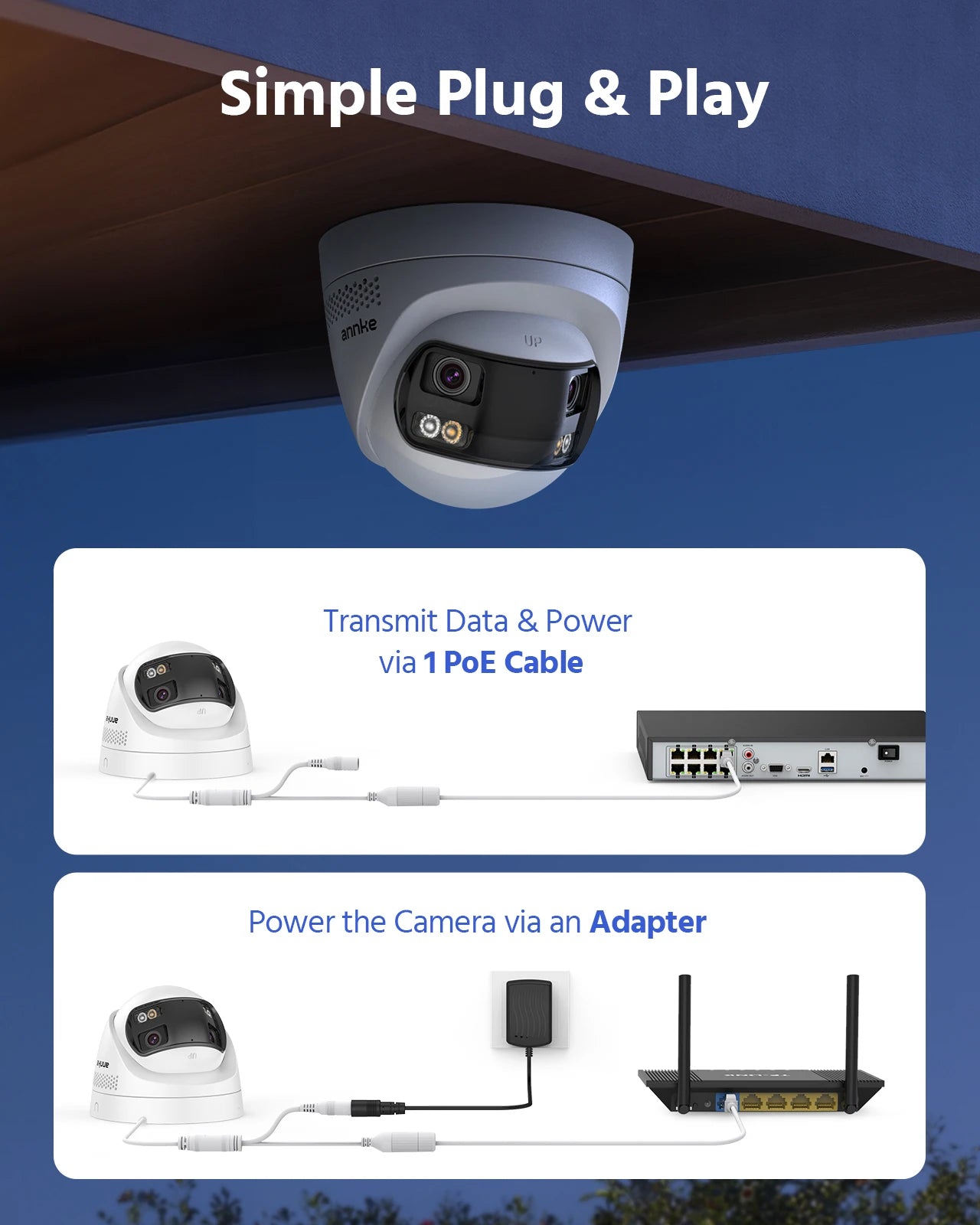 ANNKE 4K 8MP180 Degree Panoramic Surveillance PoE IP Network Camera Smart Dual LIght CCTV Outside Camera System
