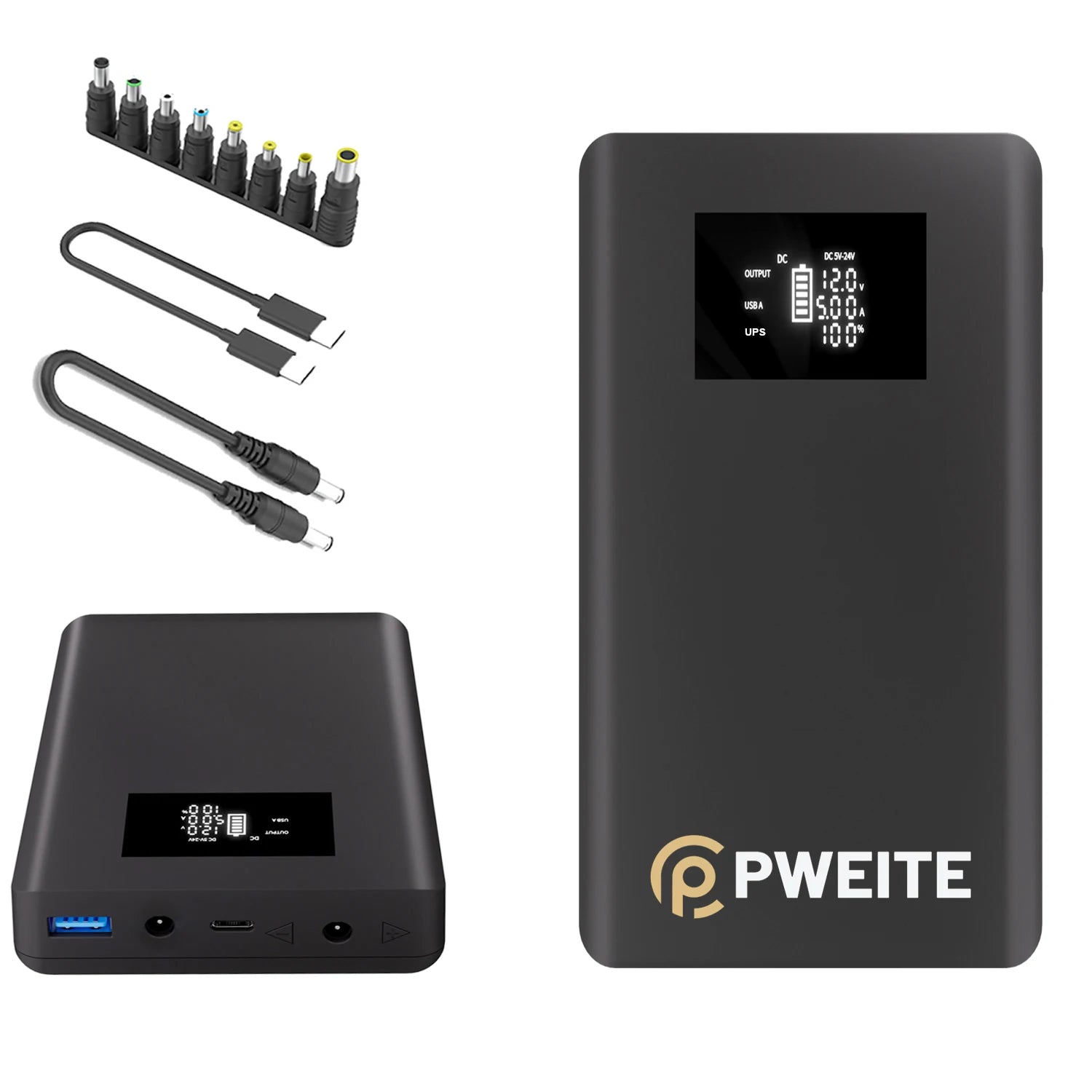 PD100W Solar Pass-through always on Portable Mini DC Power Bank 12v 9v 5v 24v Mini UPS for WiFi Router DVR CCTV Camera Modem ONU
