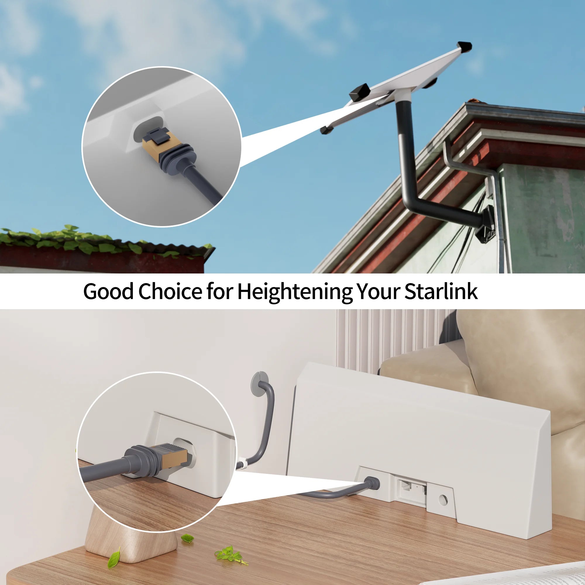 Durable Starlink Gen 3 Extension Ethernet Cable High Speed Shielded Replacement Network Cable 25 Meter Length for Router Dish