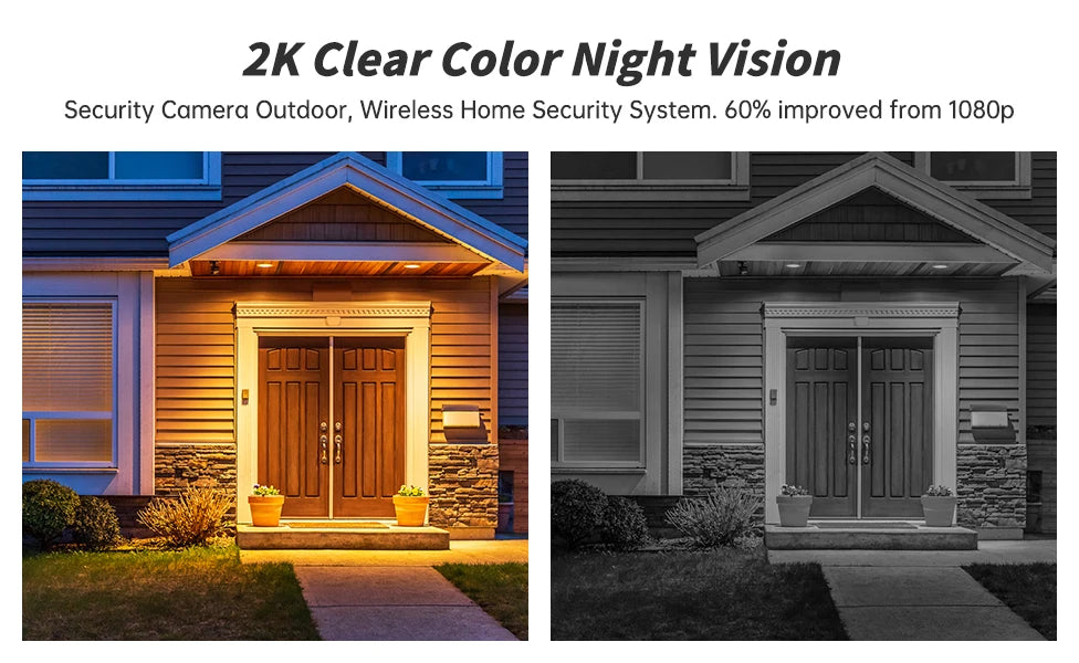 WESECUU 3MP Outdoor Battery Camera Wireless Security Video WIFI Network Security Camera