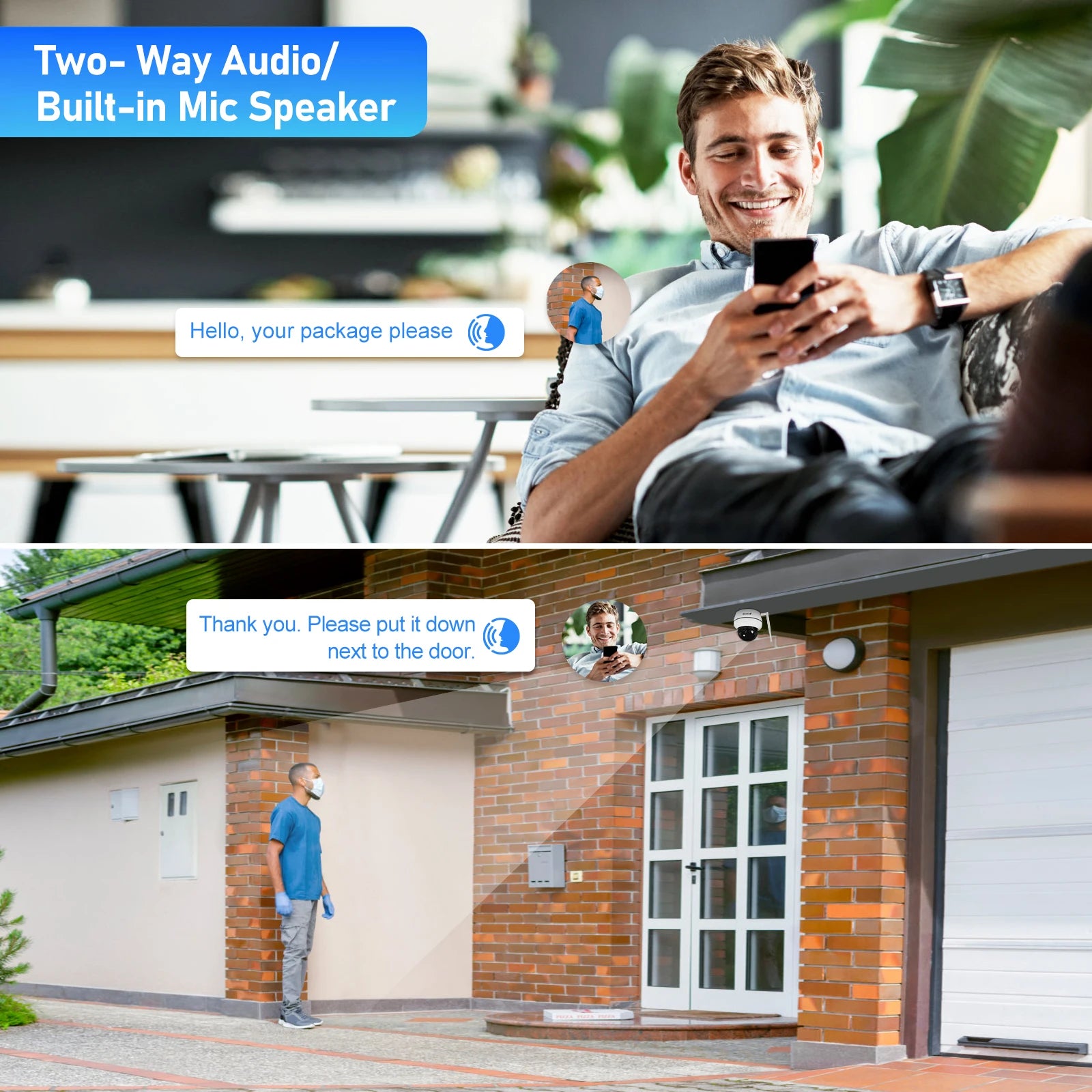 JideTech 5MP Wireless PTZ Security Network Camera Built-in SD Card Slot(Max Support 256GB) Human Detection Auto Tracking Feature