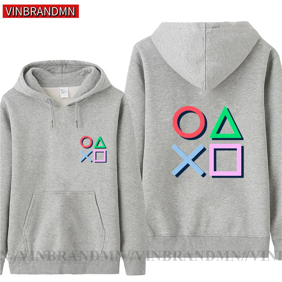 PS5 Play Station Controller Sign PS2 PS3 Game Hoodies Men Fashion Men's Fleece Zipper Jackets Cardigans Hooded Sweatshirts Coats