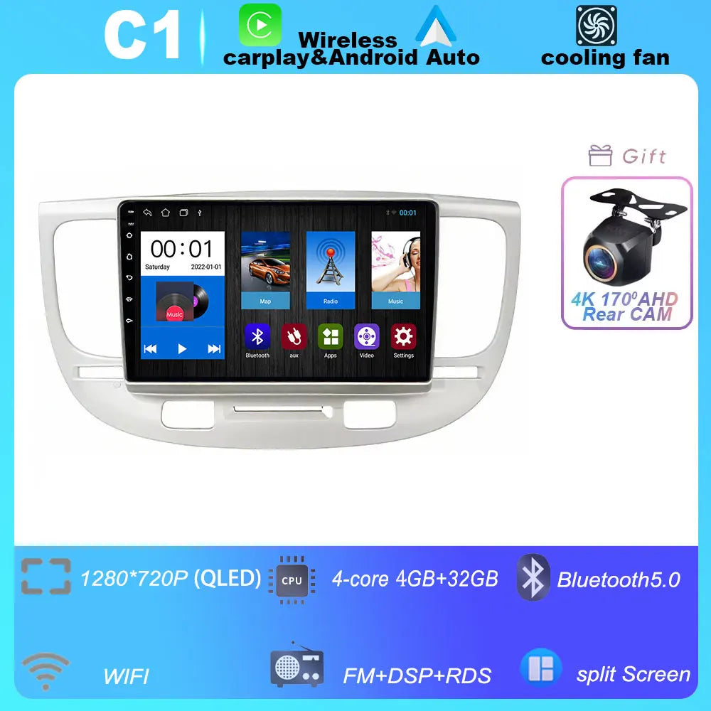 Car Radio For Kia RiO 2 RIO2 2005-2011 Wireless CarPlay Android Auto Multimedia Player Touch Screen GPS Navigation No 2din DVD