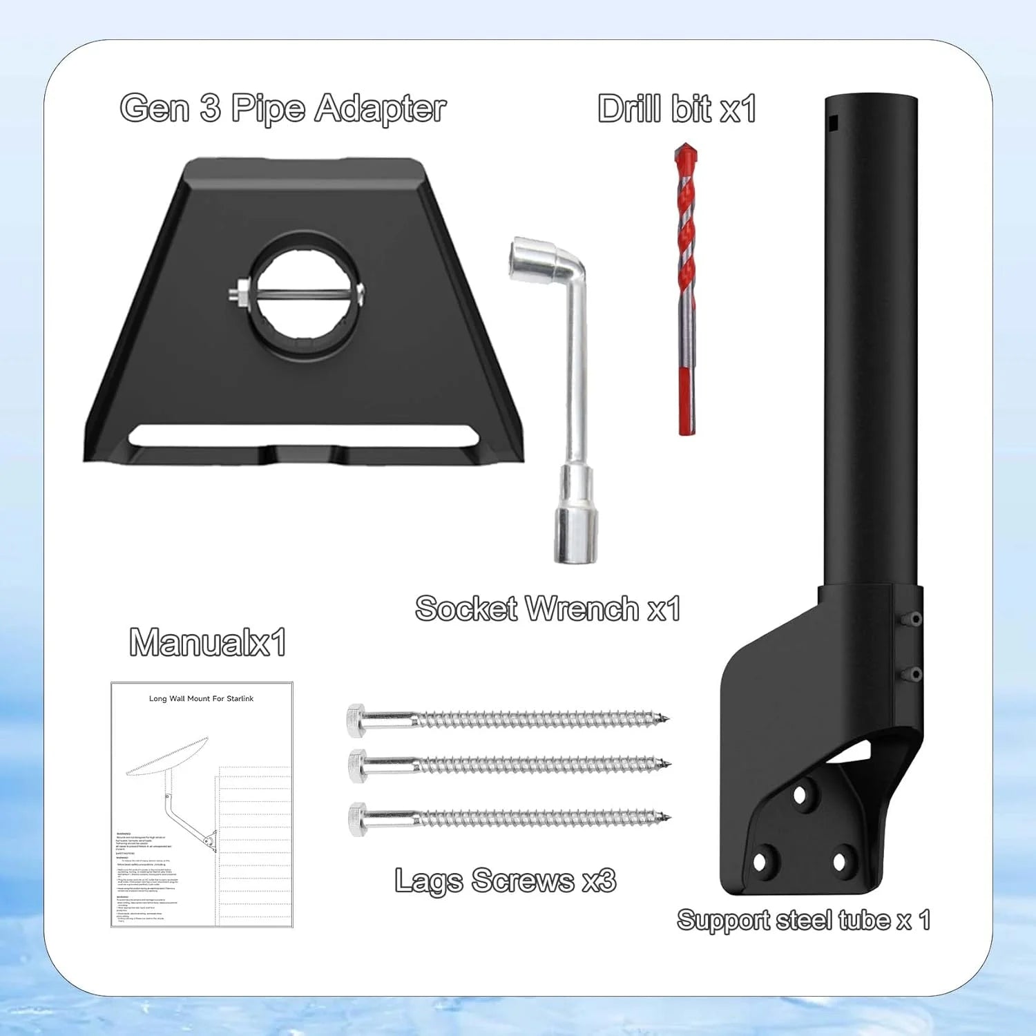 For Starlink Gen 3 360 Adjustable Rotatable Best Signal Roof Mount for Starlink V3 Short Wall Pole Bracket Mounting Kit