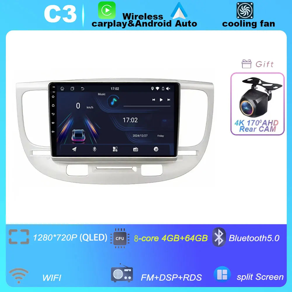 Car Radio For Kia RiO 2 RIO2 2005-2011 Wireless CarPlay Android Auto Multimedia Player Touch Screen GPS Navigation No 2din DVD