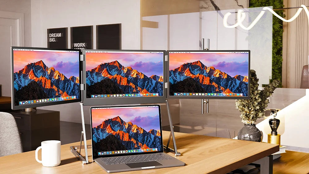 OEM Laptop Display Portable Screen Extender Dual Triple Quad Four  Tri Screen Monitor for Laptop 15.6 Inch 1080P LCD TYPE C
