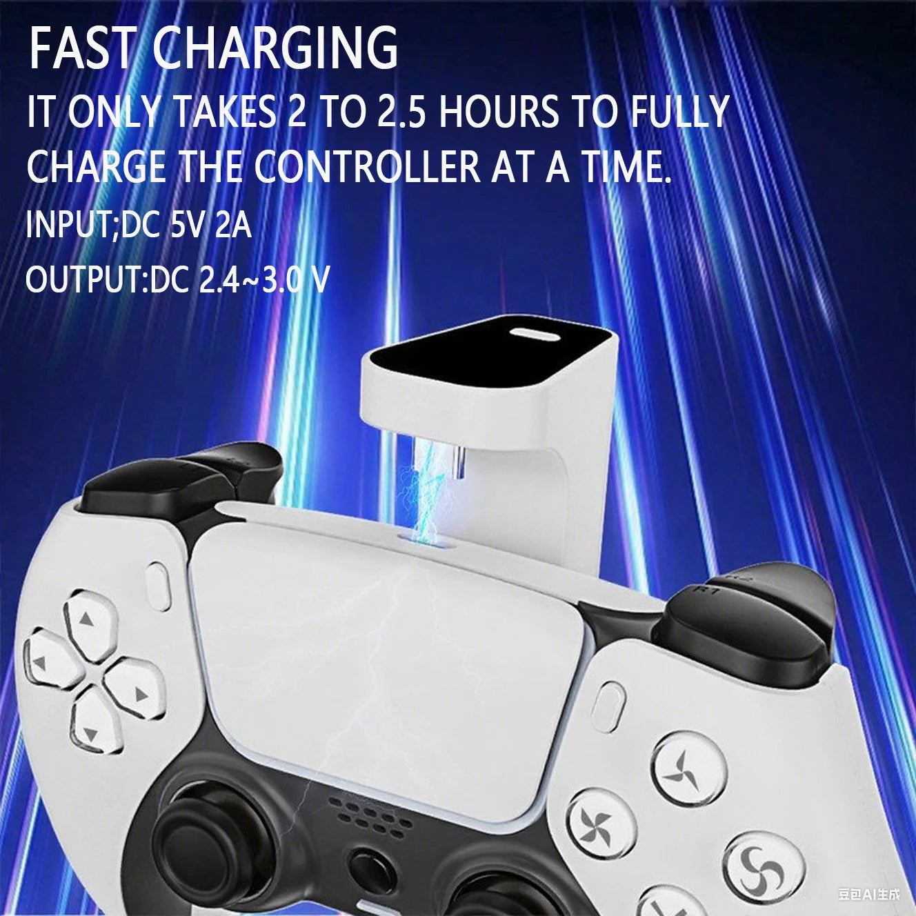 SND-2032 Portable Back Clip Battery Pack (2000mAh Li-ion Battery) for PS5 Controller with LED Digital Display