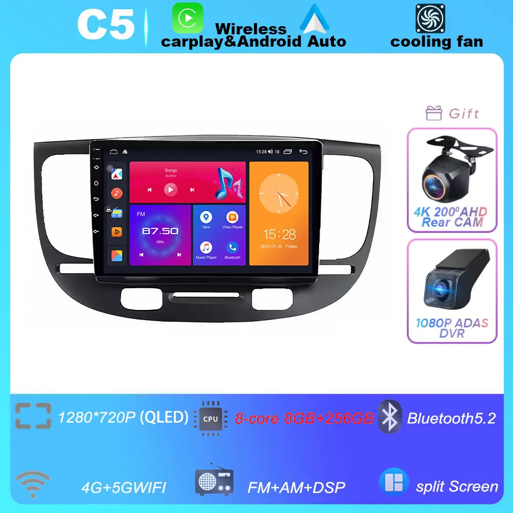 Car Radio For Kia RiO 2 RIO2 2005-2011 Wireless CarPlay Android Auto Multimedia Player Touch Screen GPS Navigation No 2din DVD