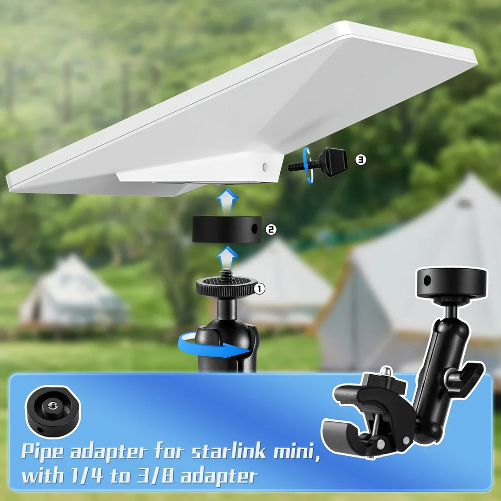 Starlink Bracket Adjustable 360° Rotation Grip Bracket for Starlink Mini Accessory Windproof Outdoor Satellite Antenna Bracket