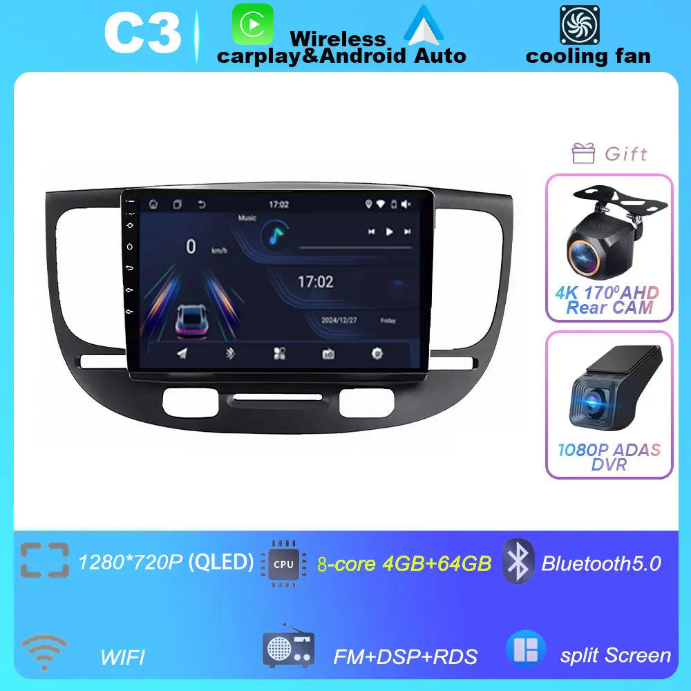 Car Radio For Kia RiO 2 RIO2 2005-2011 Wireless CarPlay Android Auto Multimedia Player Touch Screen GPS Navigation No 2din DVD
