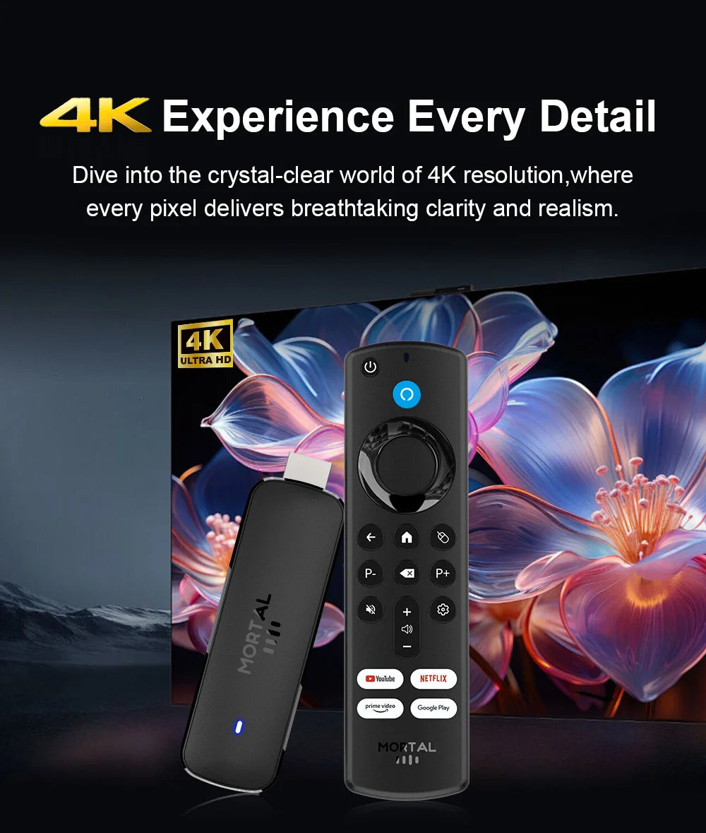 Andriod14 TV stick Voice Control Theater WIFI6 Bluetooth 4K Video Allwinner H313 Free Live TV Set Top Box 2G8G16G Mortal Q8