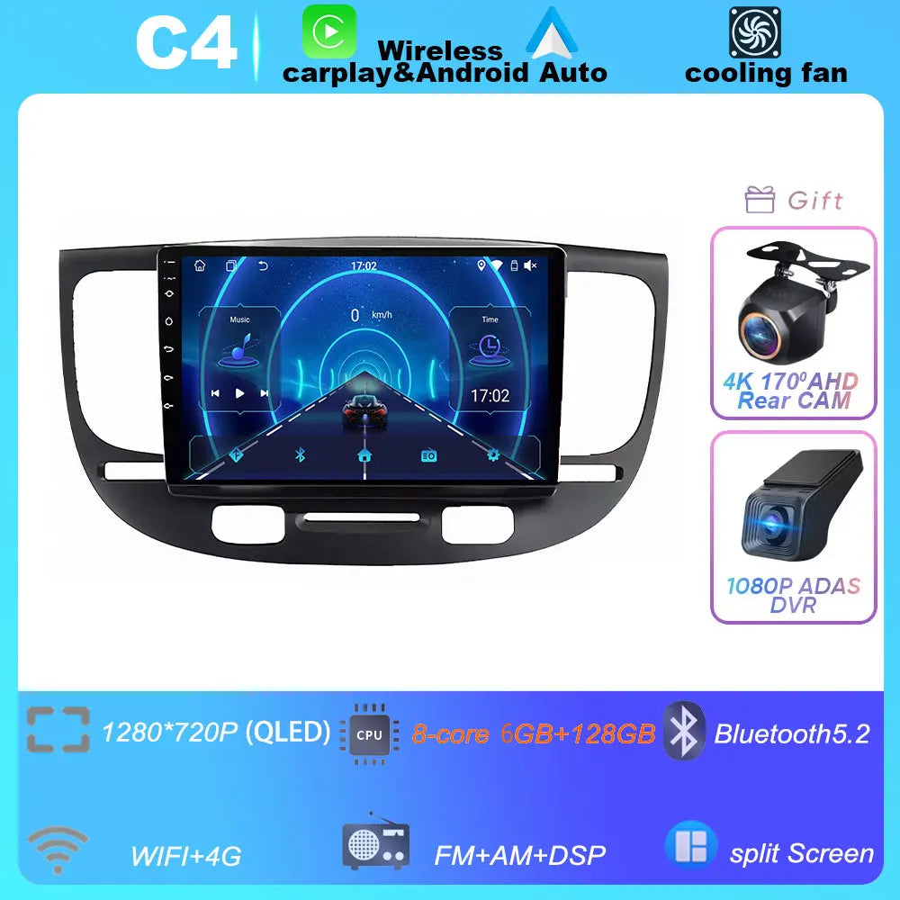 Car Radio For Kia RiO 2 RIO2 2005-2011 Wireless CarPlay Android Auto Multimedia Player Touch Screen GPS Navigation No 2din DVD