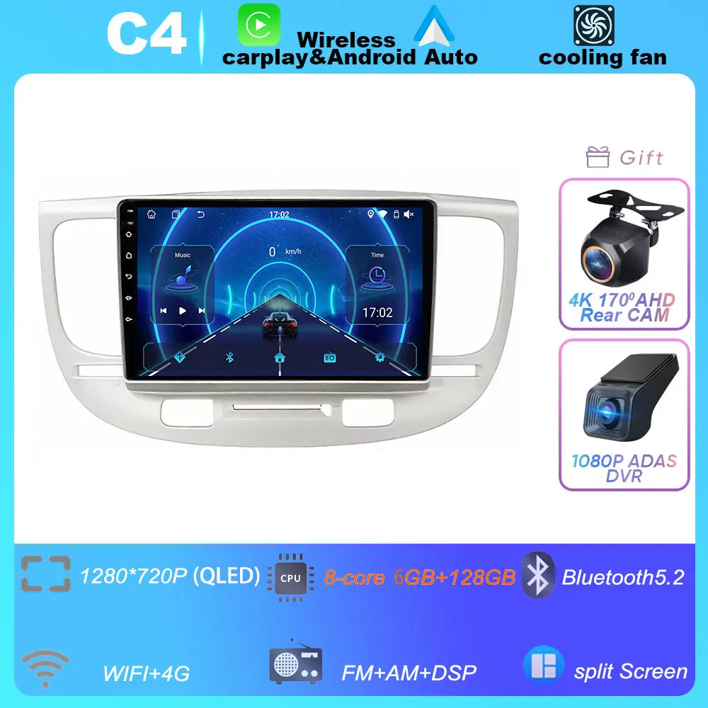 Car Radio For Kia RiO 2 RIO2 2005-2011 Wireless CarPlay Android Auto Multimedia Player Touch Screen GPS Navigation No 2din DVD