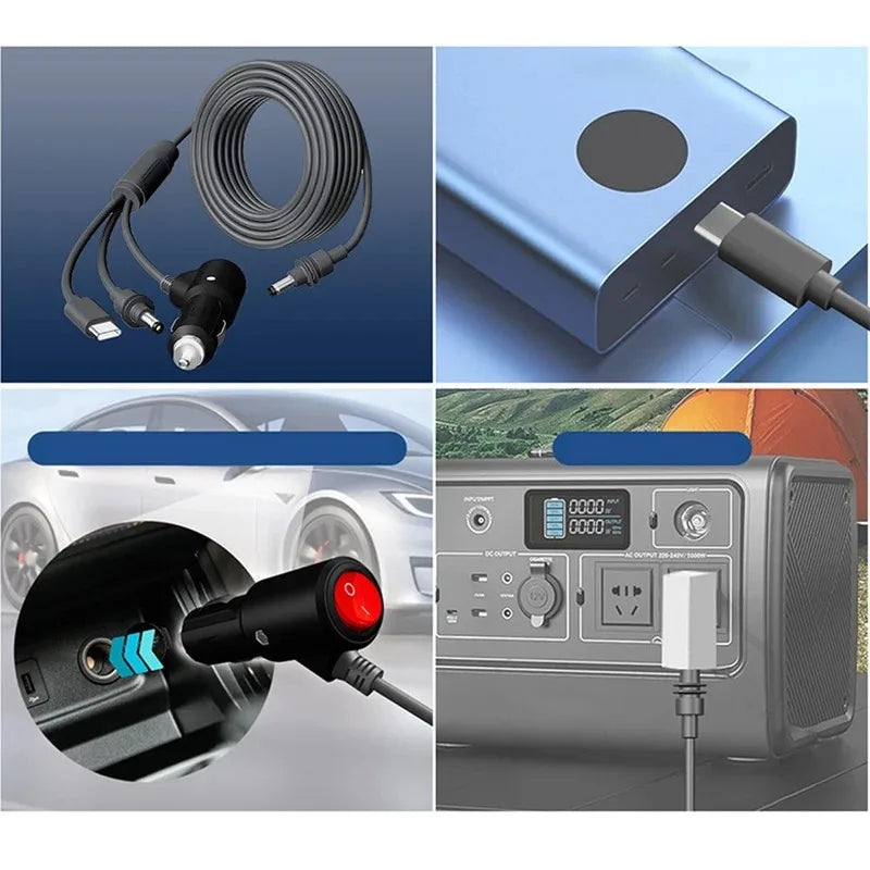 1/2/3/5M For Starlink Mini 3 in 1 With Switch Type-C/DC Power Cable Cord