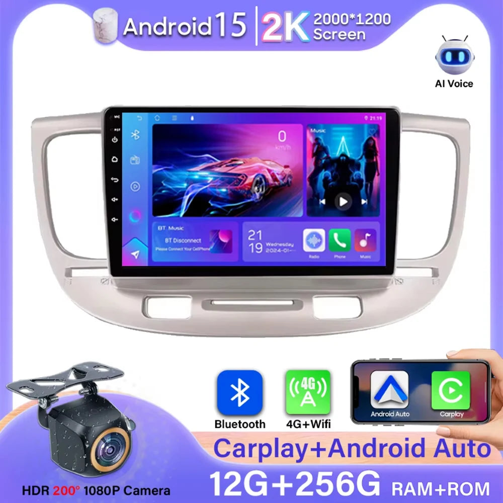 Android Auto For Kia RIO 2 2005 - 2011 Car Radio Carplay 4G Wifi No 2din Video Stereo Multimedia Player GPS Navigation 2k BT DVD