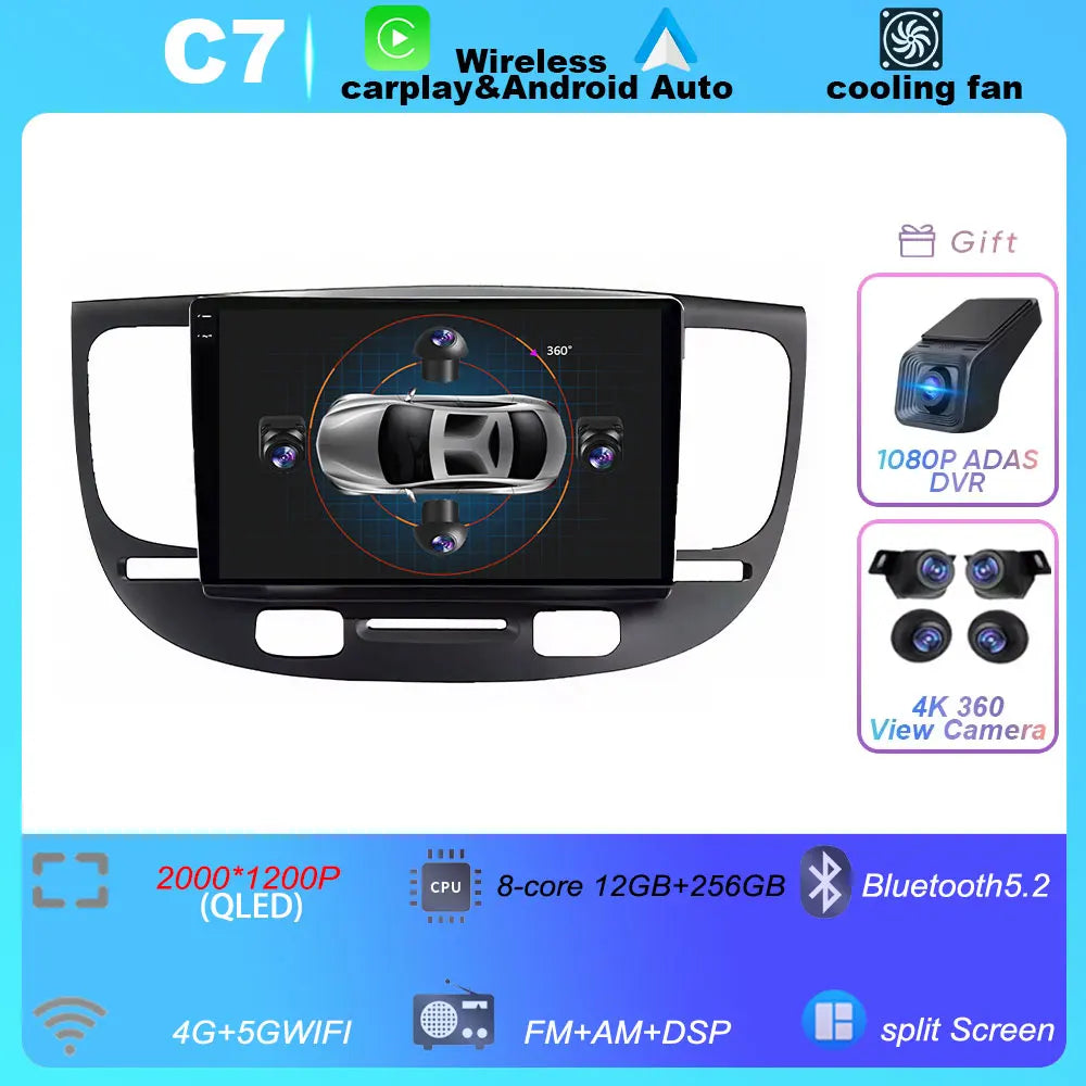 Car Radio For Kia RiO 2 RIO2 2005-2011 Wireless CarPlay Android Auto Multimedia Player Touch Screen GPS Navigation No 2din DVD