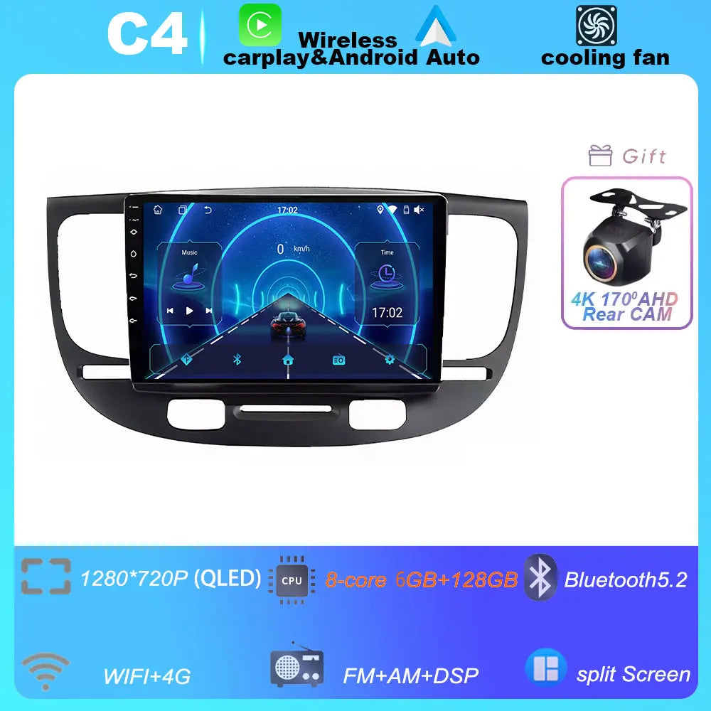 Car Radio For Kia RiO 2 RIO2 2005-2011 Wireless CarPlay Android Auto Multimedia Player Touch Screen GPS Navigation No 2din DVD