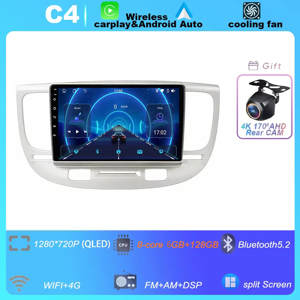 Car Radio For Kia RiO 2 RIO2 2005-2011 Wireless CarPlay Android Auto Multimedia Player Touch Screen GPS Navigation No 2din DVD