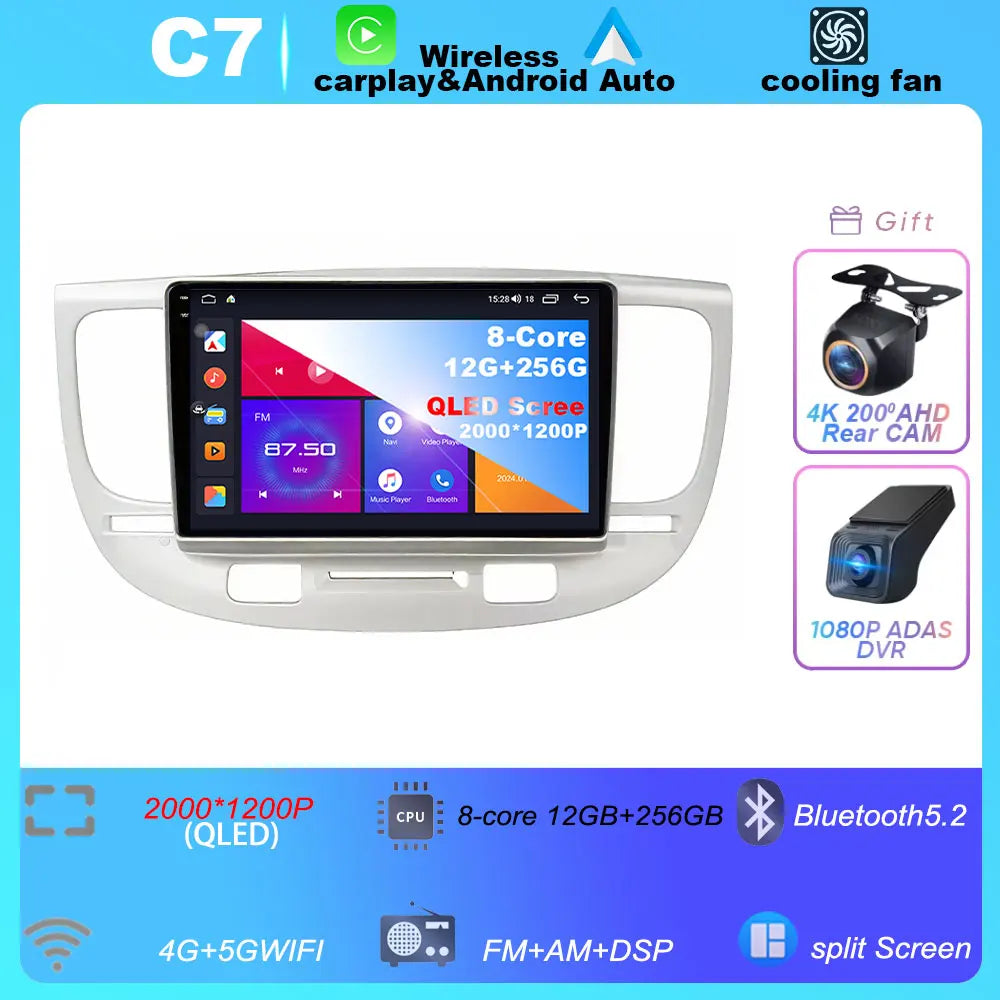 Car Radio For Kia RiO 2 RIO2 2005-2011 Wireless CarPlay Android Auto Multimedia Player Touch Screen GPS Navigation No 2din DVD