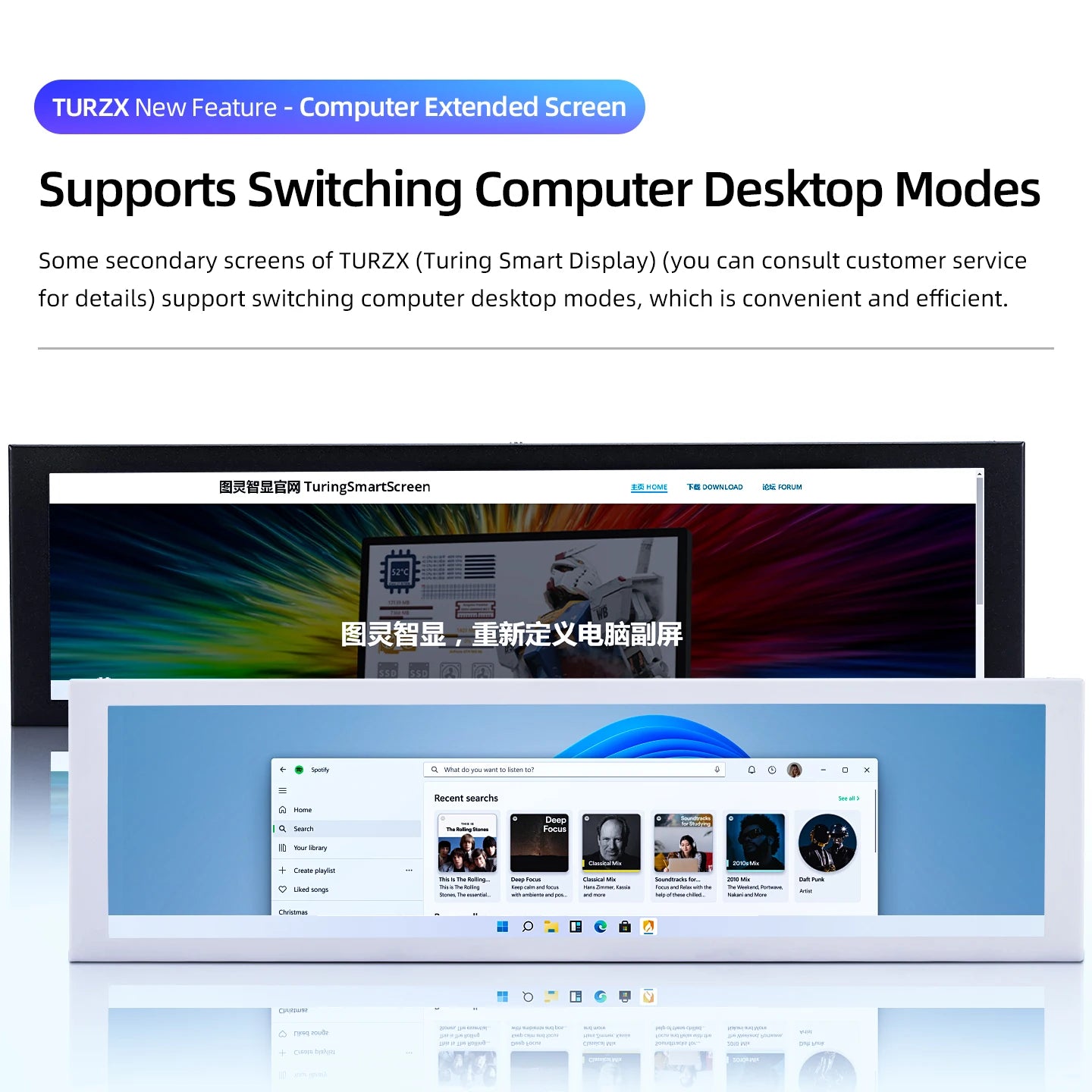 8.8 Inch IPS Type C Secondary Screen USB-C Interface Computer Monitoring CPU GPU RAM Dislpay Smart Screen No Need AIDA64