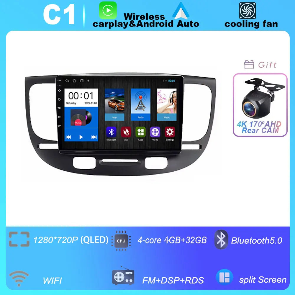 Car Radio For Kia RiO 2 RIO2 2005-2011 Wireless CarPlay Android Auto Multimedia Player Touch Screen GPS Navigation No 2din DVD
