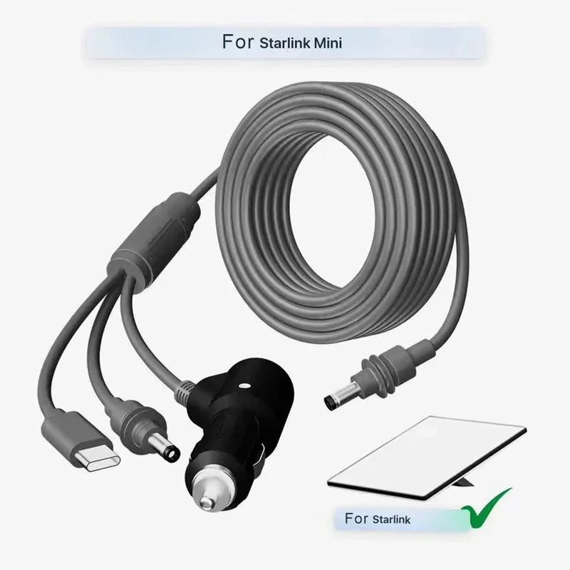 1/2/3/5M For Starlink Mini 3 in 1 With Switch Type-C/DC Power Cable Cord