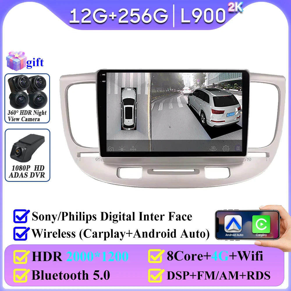 Android Auto For Kia RIO 2 2005 - 2011 Car Radio Carplay 4G Wifi No 2din Video Stereo Multimedia Player GPS Navigation 2k BT DVD