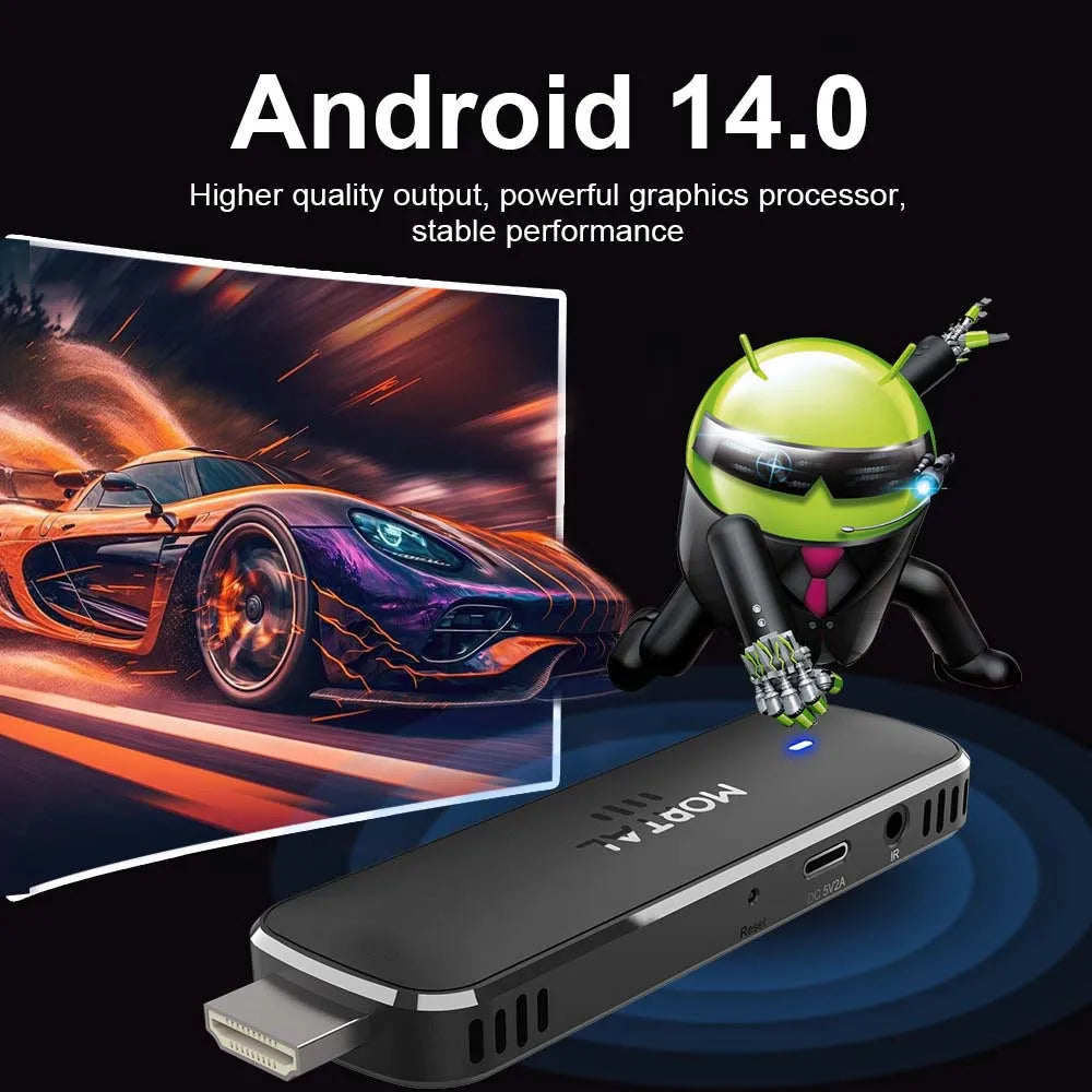 Andriod14 TV stick Voice Control Theater WIFI6 Bluetooth 4K Video Allwinner H313 Free Live TV Set Top Box 2G8G16G Mortal Q8