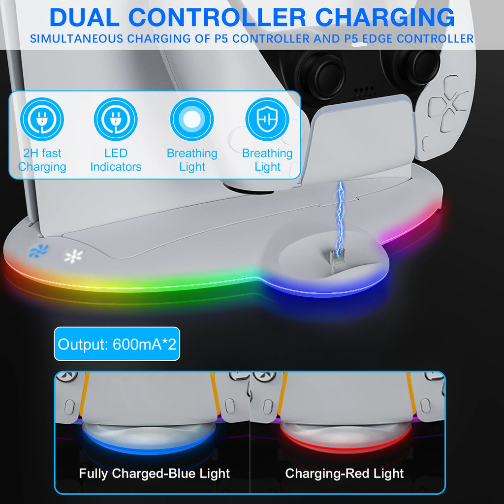 Multi-functional PS5 slim elite, digital version console cooling charging dock, supports charging 2 P5 controllers, three-speed