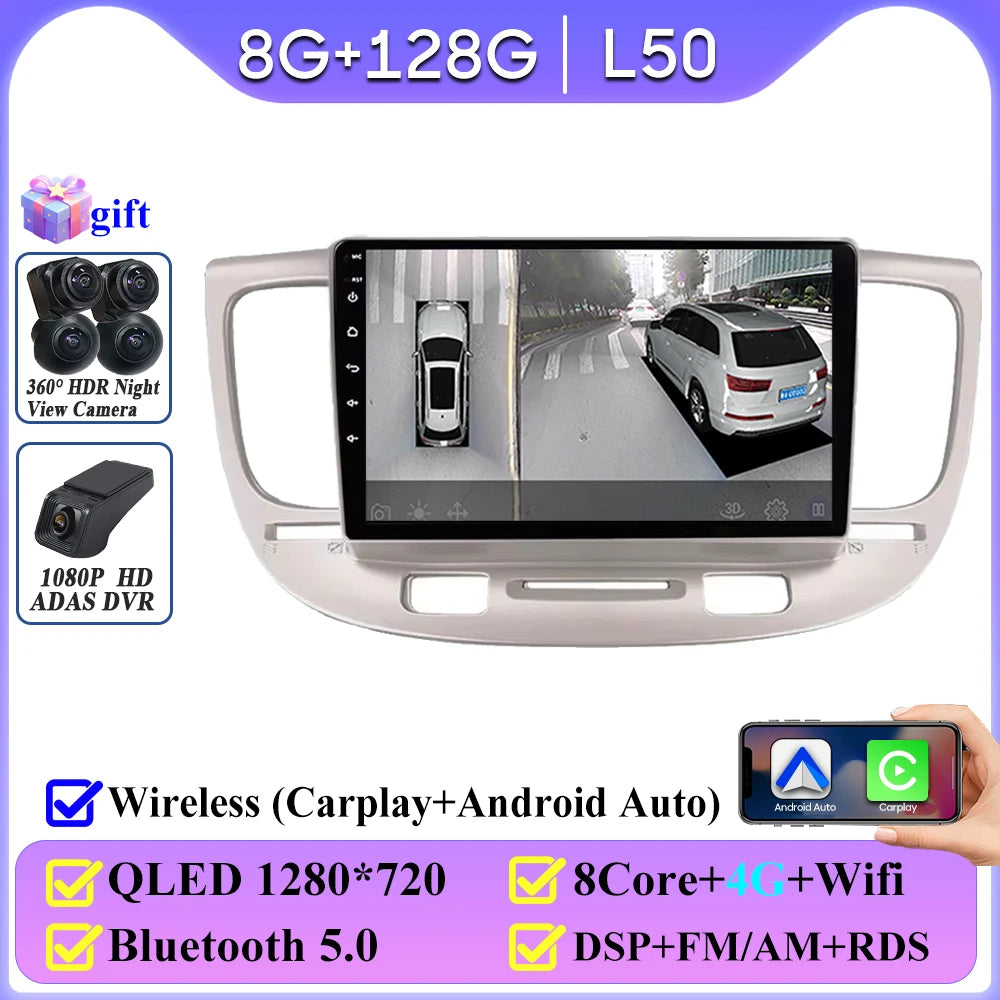 Android Auto For Kia RIO 2 2005 - 2011 Car Radio Carplay 4G Wifi No 2din Video Stereo Multimedia Player GPS Navigation 2k BT DVD