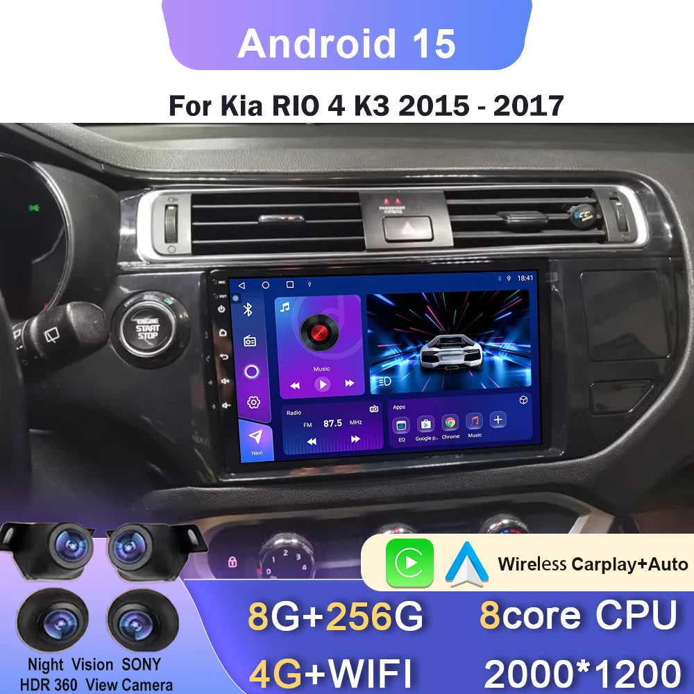 Android Car Radio For Kia RIO K3 2015-2017 LHD RHD Multimedia Auto Player Touch Screen GPS Navigation No 2din DVD 5G Wifi Video